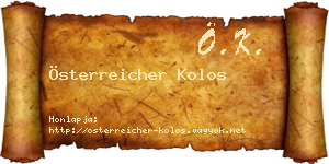 Österreicher Kolos névjegykártya
